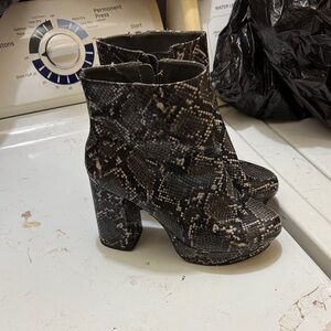 Snakeskin Patterned Ankle Boots